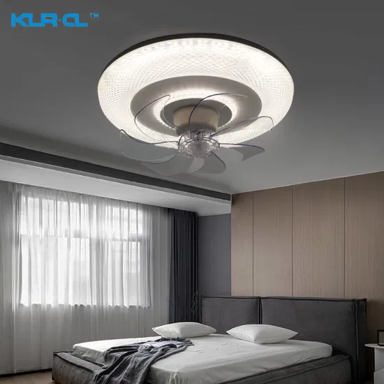 매립형 크롬 시골 LED 야간 조명 보이지 않는 블레이드 침실용 조명이 포함된 스마트 홈 천장 팬